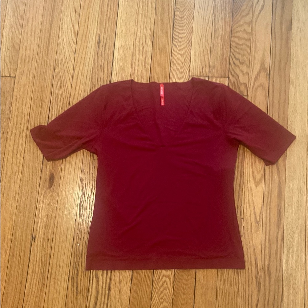 SPANX Red Fitted Polo T-Shirt